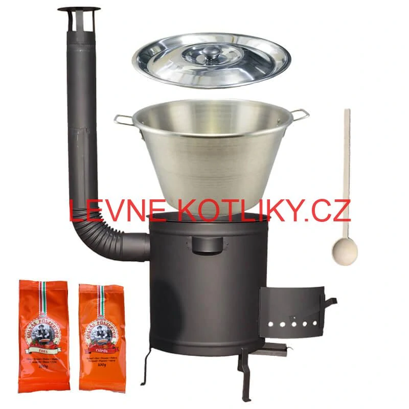 Nerezový kotel 40 L + Hrubostěnná kotlina 45 cm (1,5 mm) STRONG Plus 600 + paprikové koření na guláš