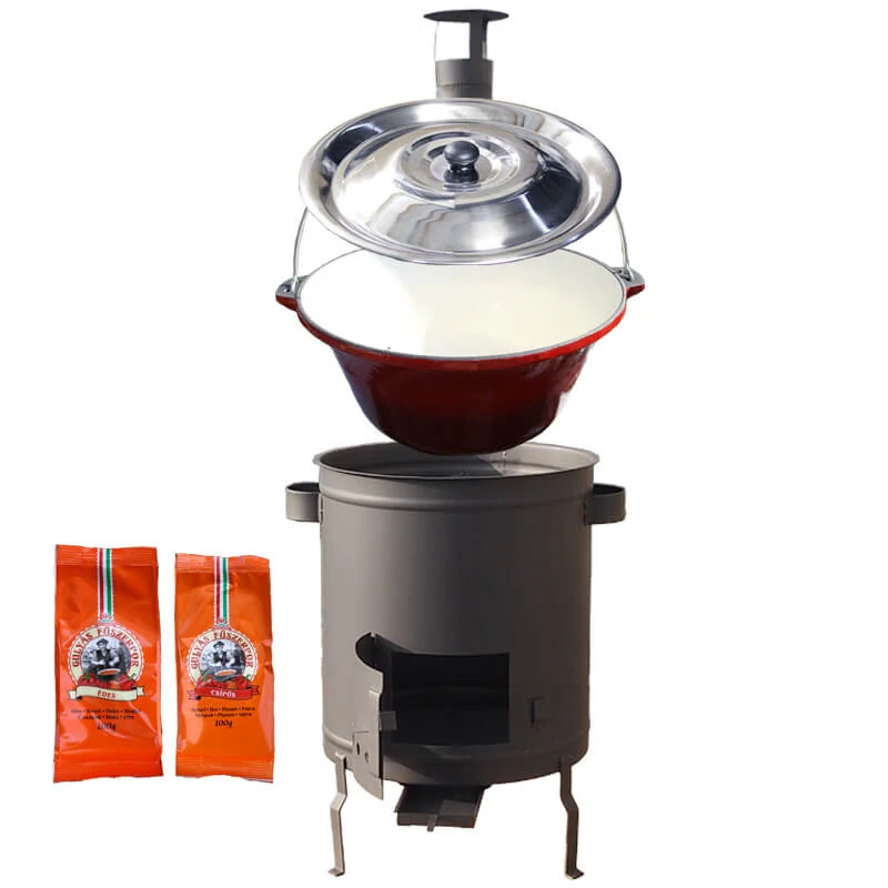 Litinový kotlík se smaltovanou úpravou 22 L + žáruvzdorná  kotlina 42 cm (1,5 mm) STRONG + paprikový pepř na guláš - MIX 100 g