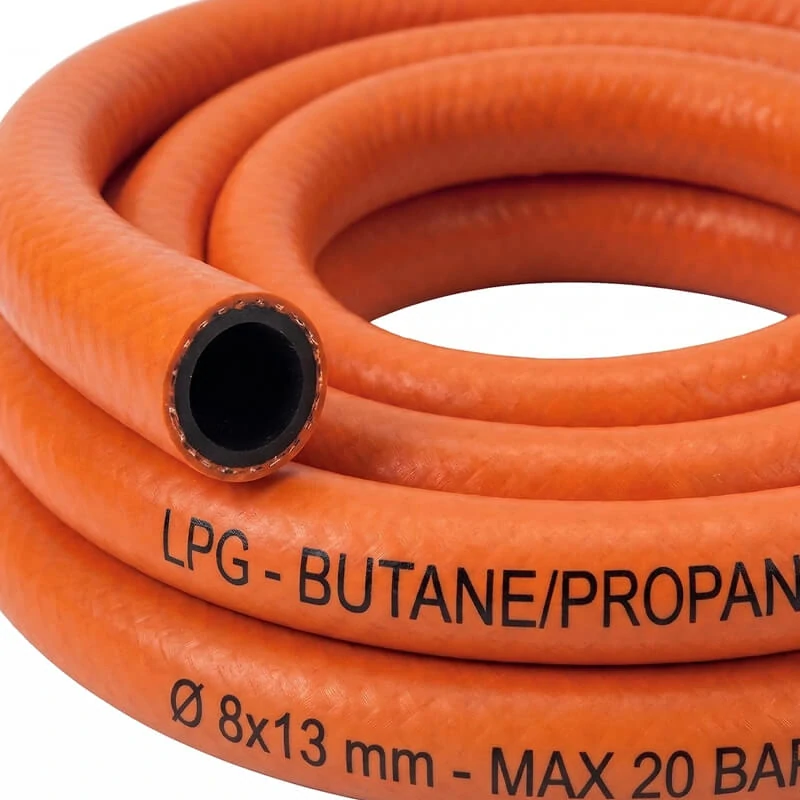 Plynová hadice 2,5 m + 2 spony + levá matice (20 bar)