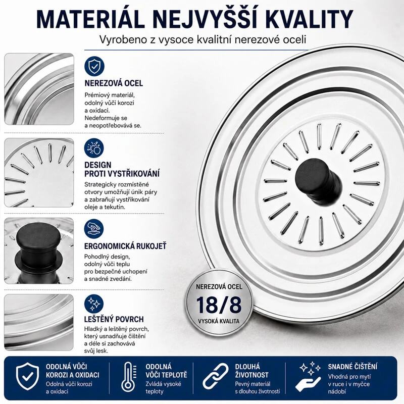 Nerezová poklice proti stříkání 28 cm