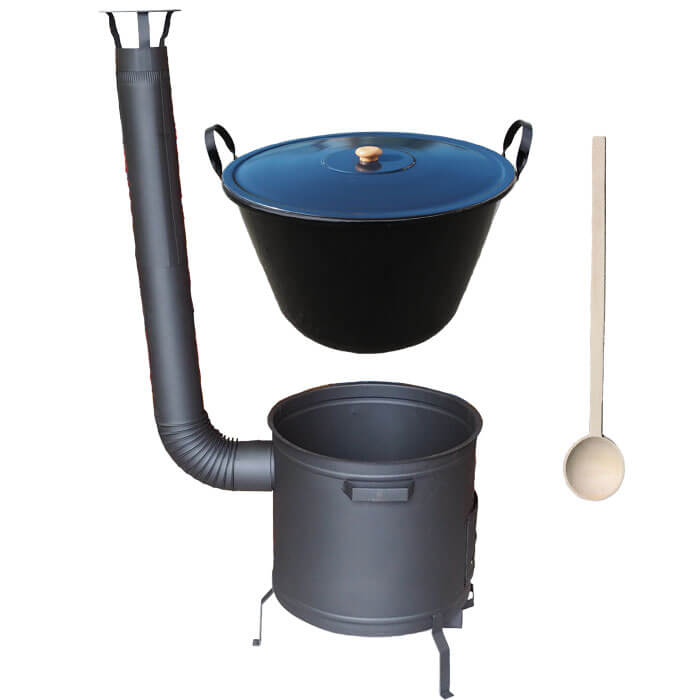 Zabijačkový smaltovaný kotel 80 L + žáruvzdorná kotlina 60 cm PLUS 600