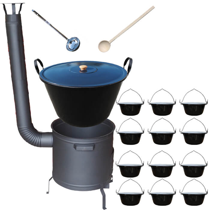 Smaltovaný kotel 70 L + servírovací kotlíky (12 ks) PLUS 600
