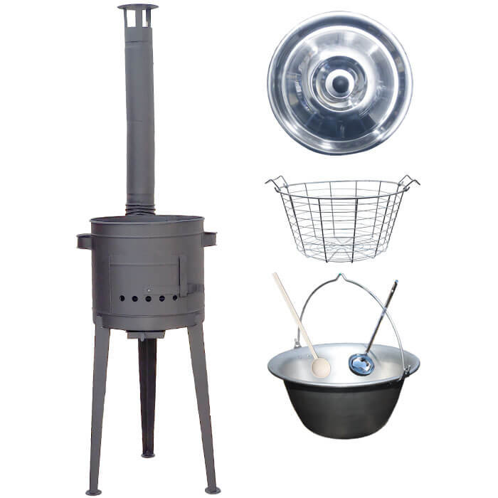 Nerezový kotlík 30 L (1,5 mm) + drátěný koš + vysoká žáruvzdorná kotlina 45 PLUS 600