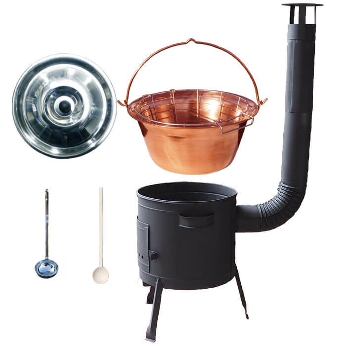 Měděný kotlík 20 L (1,2 mm) + drátěný koš  + žáruvzdorná kotlina 42 PLUS 600