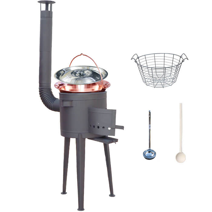 Měděný kotlík 20 L (1,2 mm) + drátěný koš  + vysoká + žáruvzdorná kotlina 42 PLUS 600