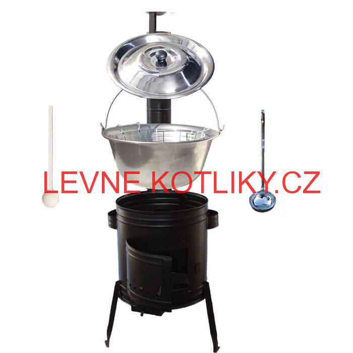 Nerezový kotlík 20 L (1,5 mm) + drátěný koš + kovová kotlina 42 Easy party (KOV)
