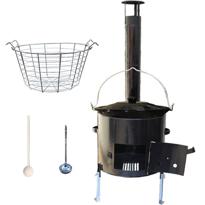Smaltovaný kotlík 30 L (1,2 mm) + drôtený kôš + smaltovaná kotlina 45 Easy party (SMALT)