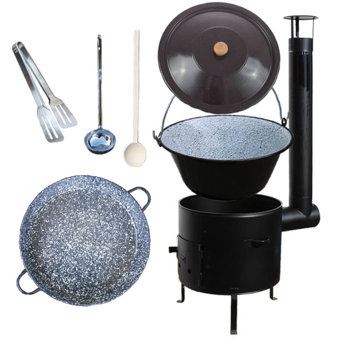 Smaltovaná pánev 42 cm + kovová kotlina GRILL MIX