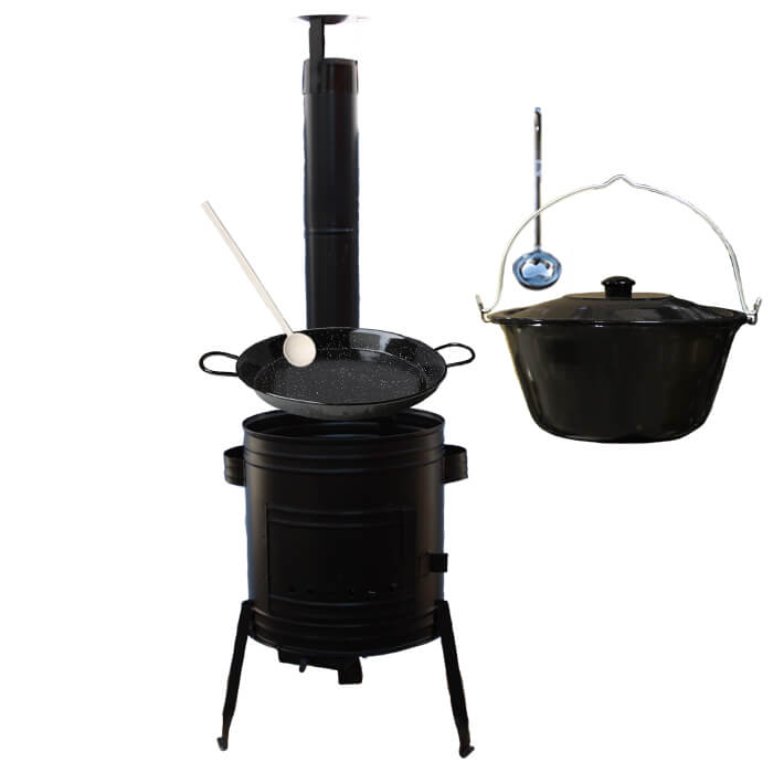Paella smaltovaná pánev 34 cm se smaltovaným kotlíkem 8 L (1,2 mm) a kotlinou