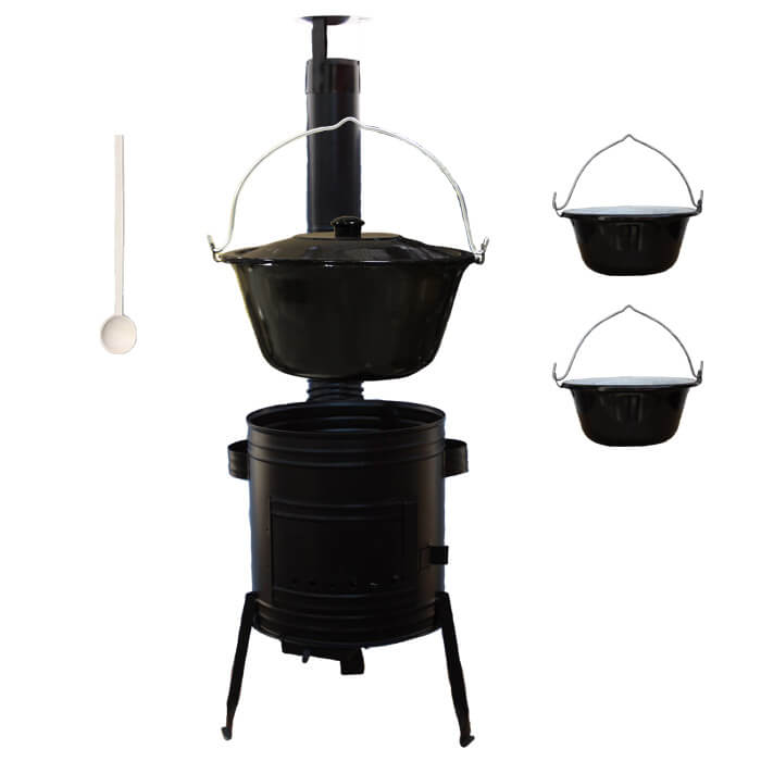 Smaltovaný kotlík 10 L (1,2 mm) + kovová kotlina 31 CLASSIC (KOV) + 2 smaltované servírovací kotlíky 0,8 L