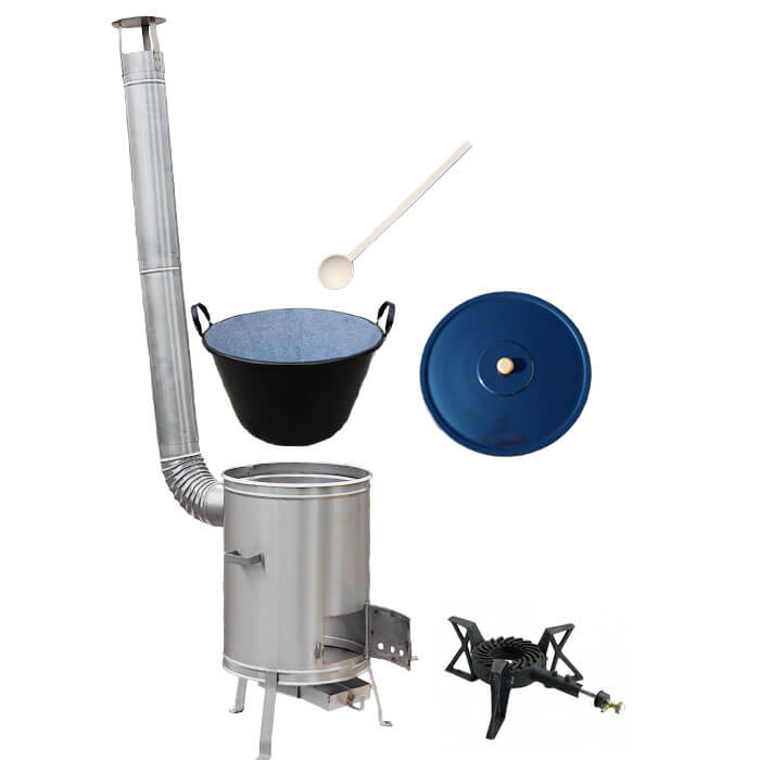 Zabijačkový smaltovaný kotel 60 L + nerezová kotlina 53 cm + hořák 7 kW