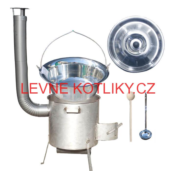 Nerezový kotlík 30 L (1,2 mm) + Vysoká Nerezová kotlina 45 cm ze zesíleným dnem (1,5 mm) KOMFORT