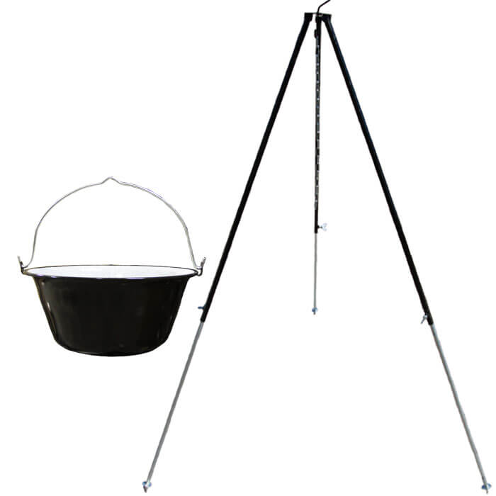 Smaltovaný kotlík 40 L + teleskopicka trojnožka 1,7 m