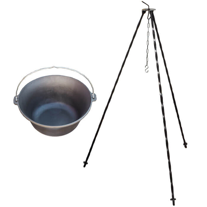 Litinový kotlík 16 L + trojnožka 1,2 m