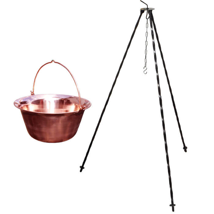 Měděný kotlík 14 L (1,2 mm) + trojnožka 1,2 m
