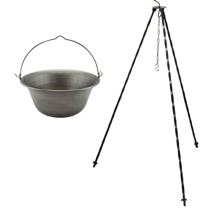 Železný kotlík 20 L (0,75 mm) + trojnožka 1,2 m