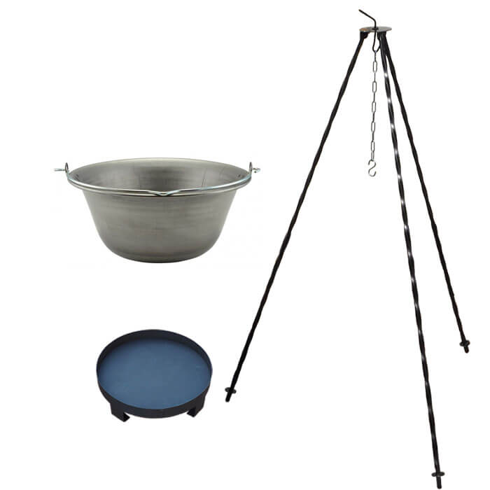 Železný kotlík 20 L (0,75 mm) + trojnožka 1,2 m + ohniště 36 cm