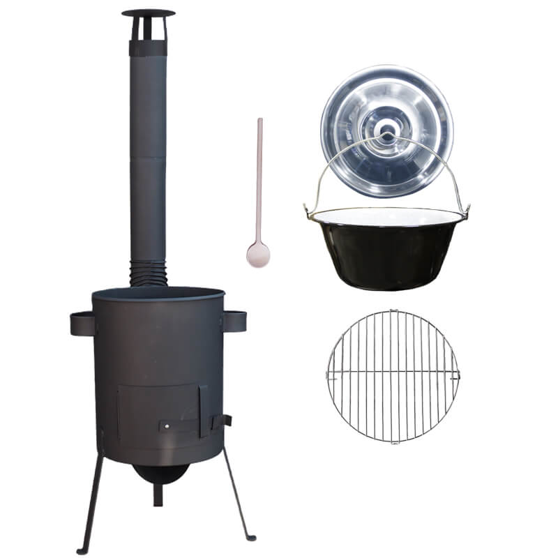 Smaltovaný kotlík 16 L + rošt na grilování 40 cm + vysoká kotlina 39 cm žáruvzdorná barva PLUS 600 4 MM