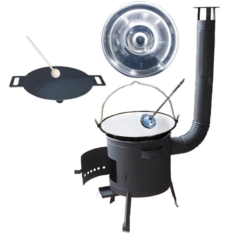 Smaltovaný kotlík 13 L + železná pánev 38 cm UNI + kotlina 36 cm PLUS 600