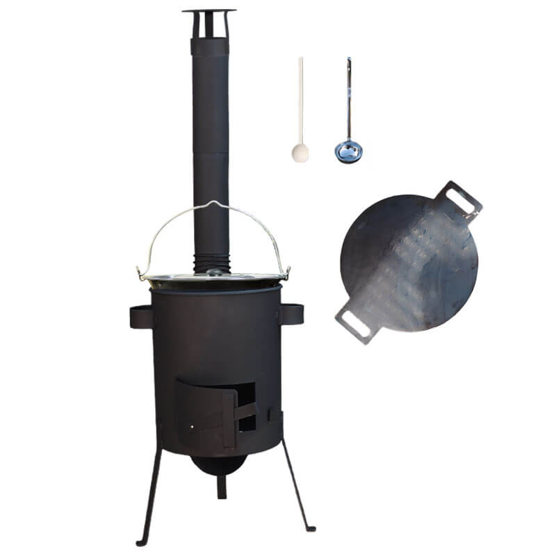 Smaltovaný kotlík 13 L + železná pánev 38 cm UNI + žáruvzdorná kotlina kotlina 36 cm PLUS 600 4 MM