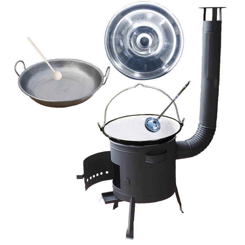 Smaltovaný kotlík 30 L (1,2 mm) + železná pánev 46 cm WOK + nízká žáruvzdorná kotlina 42 cm PLUS 600