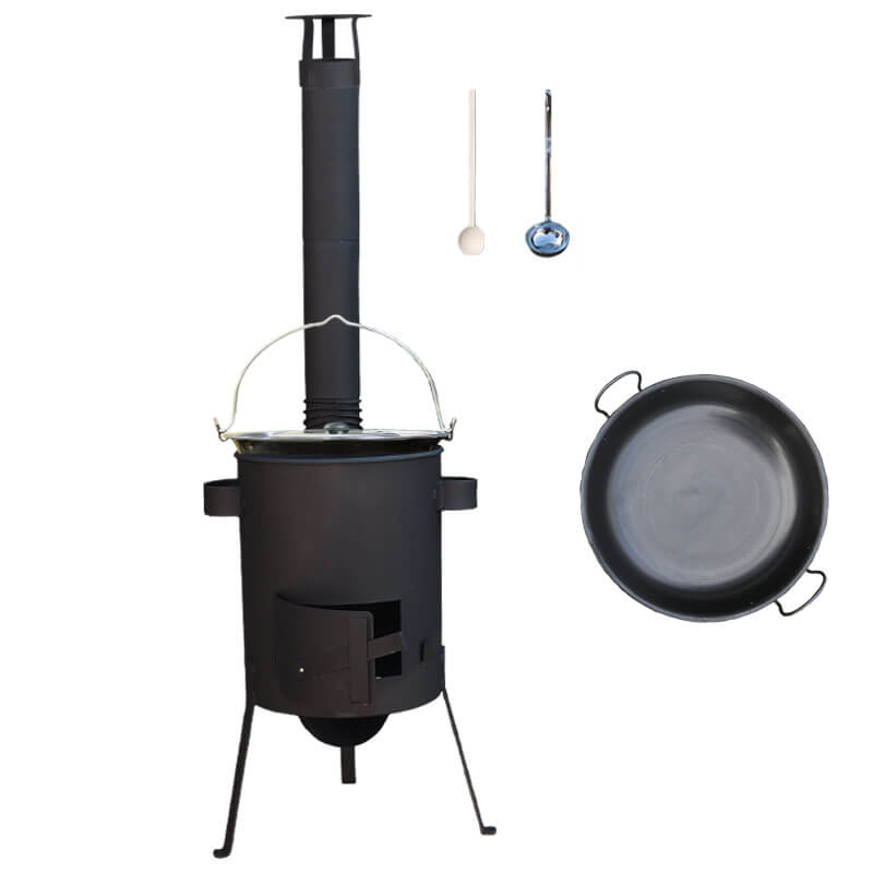 Smaltovaný kotlík 25 L (1,2 mm) + železná pánev 46 cm WOK + žáruvzdorná kotlina 36 PLUS 600 4 MM