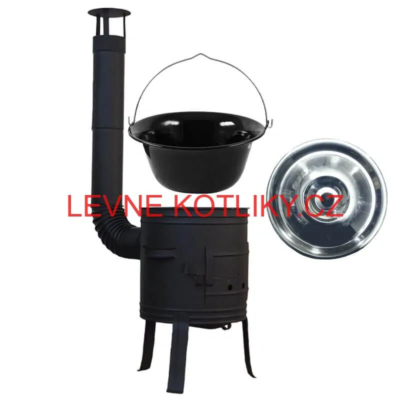 Smaltovaný kotlík 11 L BLACK + nerezová poklice INOX + žáruvzdorná kotlina 33 cm Plus 700