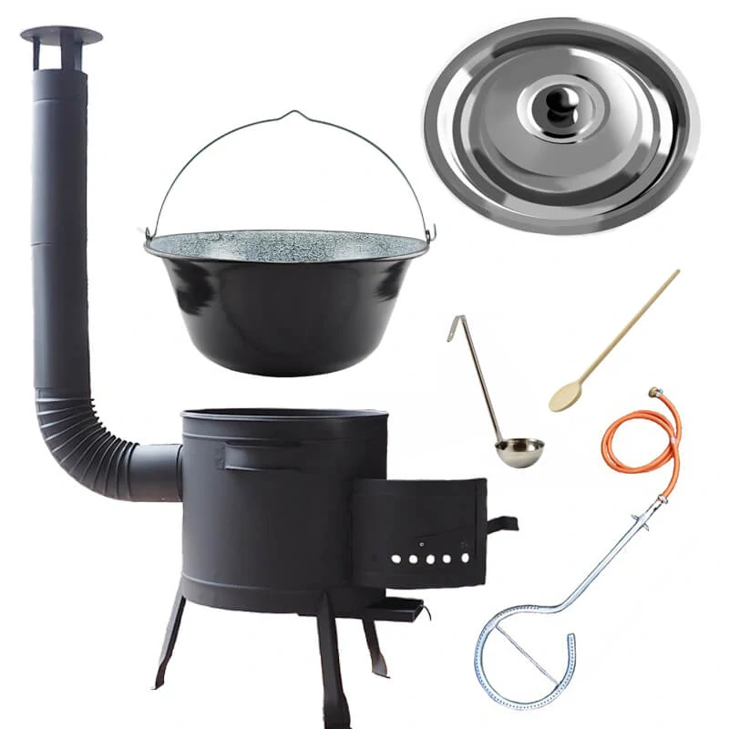 Smaltovaný kotlík (1,2 mm) 30 L + plynový hořák k PB + nízká kotlina 45 PLUS 600 + nerezová poklice INOX