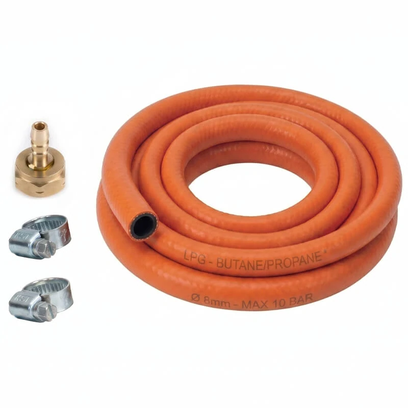 Plynová hadice 2,5 m + 2 spony + levá matice (20 bar)