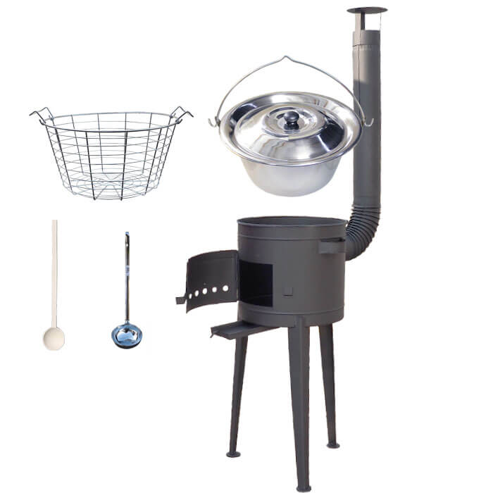 Nerezový kotlík 22 L (0,8 mm) + drátěný koš + žáruvzdorná kotlina 42 PLUS 600