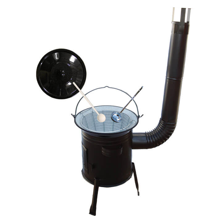 Smaltovaný kotlík 20 L (1,2 mm) + drátěný koš + kovová kotlina 42 Easy party (KOV)
