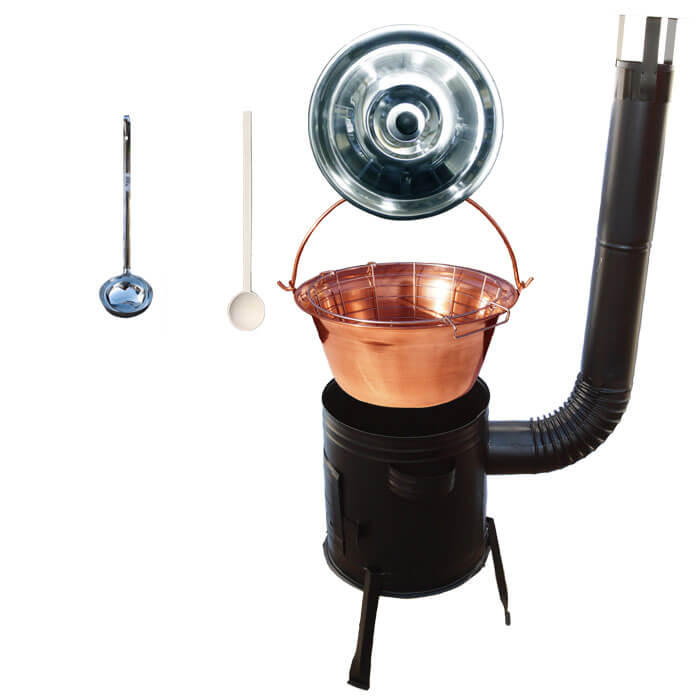 Měděný kotlík 30 L (1,2 mm) + drátěný koš + kovová kotlina 45 Easy party (KOV)
