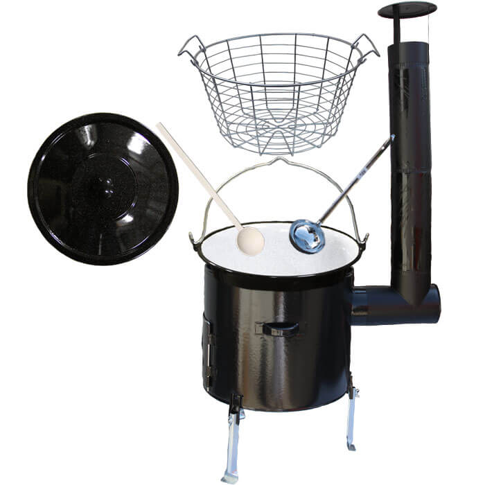 Smaltovaný kotlík 20 L (1,2 mm) + drátěný koš + smaltovaná kotlina 42 Easy party (SMALT)