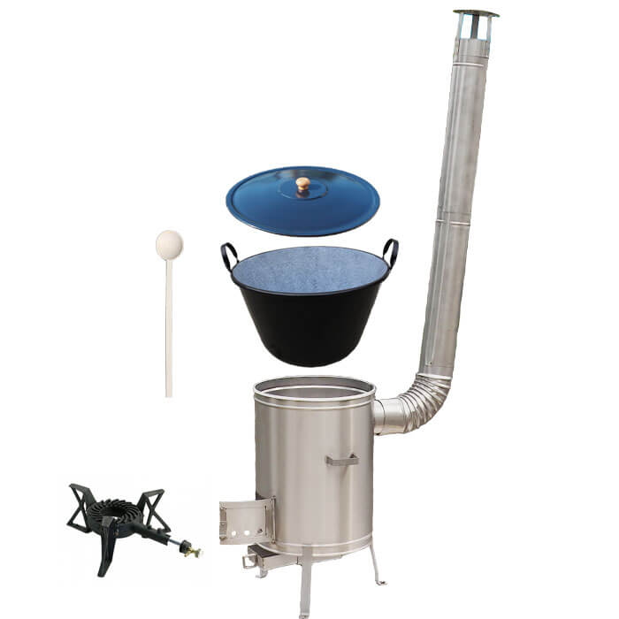 Zabijačkový smaltovaný kotel 100 L + nerezová kotlina 60 cm + hořák 7 kW